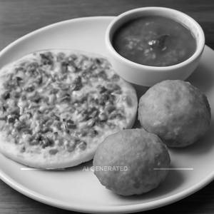 Uttappa + Aloo vada + Rassa vada
