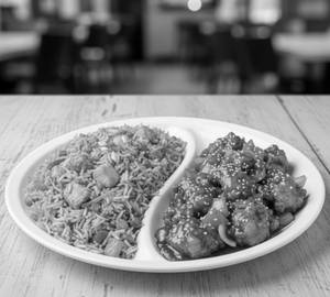 Schezwan Chicken Fried Rice + Honey Chilli Chicken