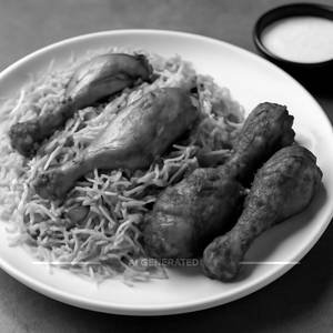 Chicken Dum Biryani with Chicken Fry