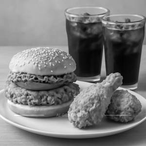 2 chicken burger 2 leg pieces 2 soft drink