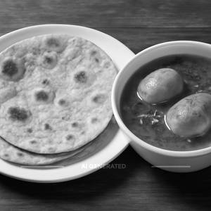 Two Pieces Chapati With Egg Curry