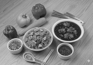 Small Chicken Szechuan Noodles + 6pcs Chicken Manchurian