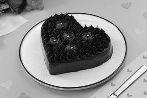 Heart-shaped Chocolate Truffle Cake (500gm) (Eggless).