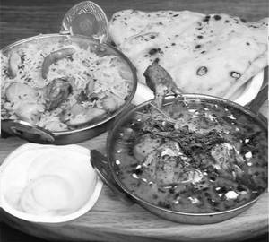 Chicken korma thali