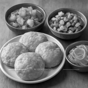 Khasta [4 Pieces] With Aloo & Matar and Jalebi [100 grams]                                     