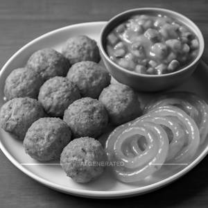 10 Crispy Dal Vada with Aloo Matar Sabji and Jalebi [100 grams]