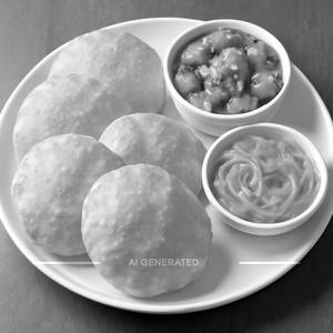 6 Crispy Poori with Aloo Matar Sabji and Jalebi [100 grams]