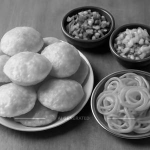 Puri [10 Pcs] With Aloo & Matar and Jalebi [250 Gms]