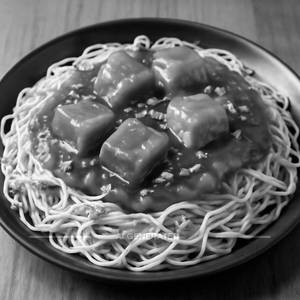 Veg Noodles With Paneer Manchurian Gravy