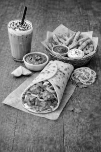 Butter Chicken Roll + Chicken Fries + Cold Coffee