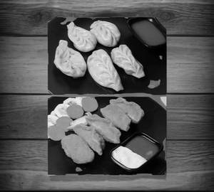 Chicken Steamed Momos Nos 5 + Crunchy Chicken Fried Momo Nos 5