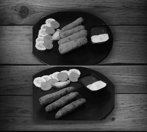 Original Kolkata Bhetki Fish Fingers Nos 3 + Chicken Finger  (Hot & Spicy) NOS 3