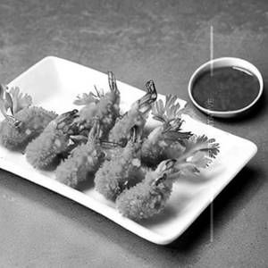 Golden fried prawns
