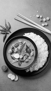 Green Thai Curry With Steam Rice