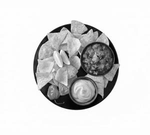 Nachos with Cheese Dip & Salsa