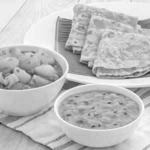 Aloo Mutter, Dal Tadka With [2 Pcs] Paratha
