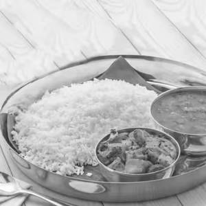 Andhra Rasam & Aloo Fry With Steamed Rice