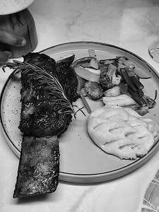 Smoked Barbeque Beef Ribs +grilled Veg & French Fries
