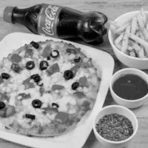 Pizza+french fries+ cold drink