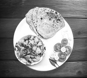 Aloo Jeera Matar Sabji +4 Plane Paratha And Salad