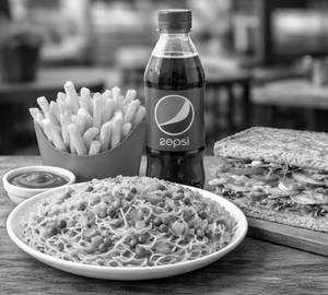 FREE 400ml papci+ crispy veg sandwich + veg Maggi+ French fry