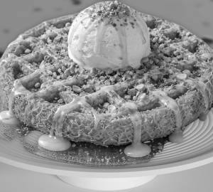 Double Cream Classic Kunafa With Premium Vanilla Ice Cream & Dry Fruit Topping