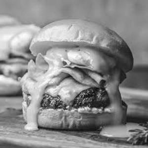 Fried egg mushroom and burger