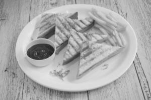 Veg Cheese Grilled Sandwich With French Fries