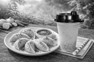 Pork Momo + Peachy Delight