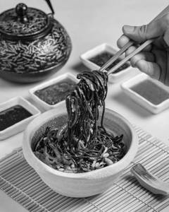 Smokey Singapore Style Chicken Charcoal Noodles