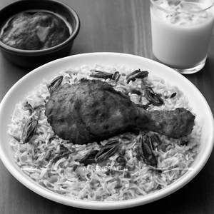 Chicken Fry Biryani With 1 Double Ka Meetha And 1 Badam Milk