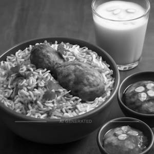 Chicken Dum Biryani , Double Ka Meetha With Badam Milk