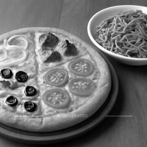 Four in One Pizza + Schezwan Fried Noodles