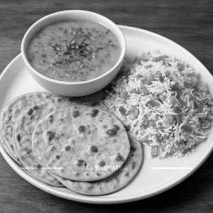 Dal Tadka + 4 Chapatis + Vegetable Pulao