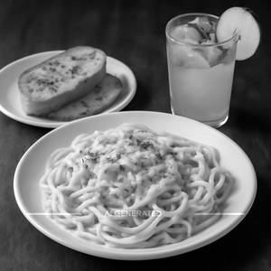 Alfredo , Garlic Bread, Green Apple Mojito