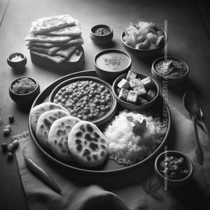 "2 Butter Roti+ Matar Paneer+Rice+ Salad Pickle "