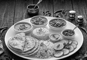 Veg Meal - Special Veg Thali -( Curry + Roti + Rice)