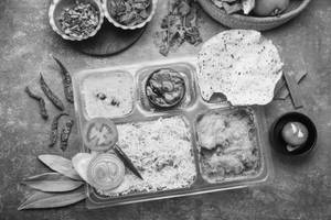 Basanti Pulao With Cholar Dal And Dhokar Dalna