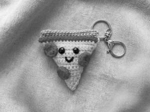 Handmade Crochet Pizza Keychain