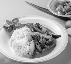 Pad Kiew Wan Veg ( Thai Green Curry Vegetable Stir-fry With Steamed Rice )