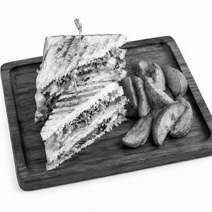 Veg  Cheese Grilled Sandwich With Potato Wedges