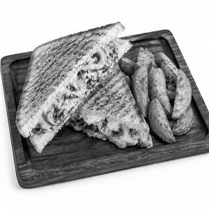 Cheese Corn Mushroom Sandwich With Potato Wedges