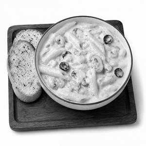 Penne Alfredo Pasta-cheese Sauce(served With Garlic Bread)