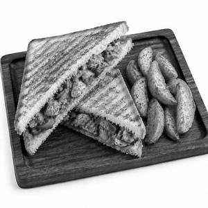 Kadai Chicken Sandwich With Potato Wedges