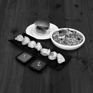 Red Sauce Pasta With Veg Momos [12 Pieces] And Veg Burger [2 Pieces]       