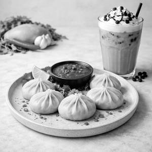 Chicken Momos + Cold Coffee