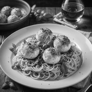 Baked Cheese Balls With Spaghetti