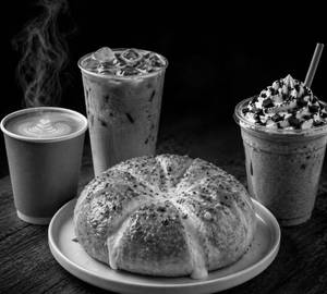 Korean Cheese  Garlic Bun + Hot / Cold Coffee Or Milkshake