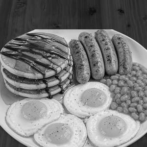 Techie Oink Breakfast-Pancakes & Pork Sausages