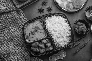 Yellow Dal + Jeera Aloo + Rice + Salad + Pickle